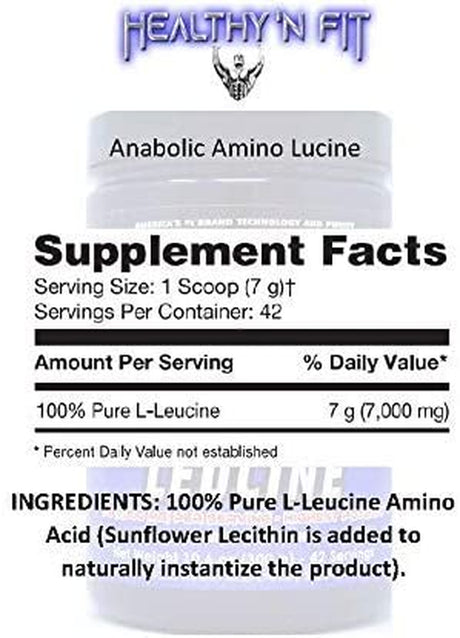 Healthy 'N Fit Anabolic Amino LEUCINE - Pure Instant L-Leucine, 300G (42 Servings)