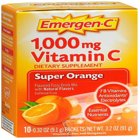 Emergen-C 1,000 Mg Vitamin C Drink Mix Packets Super Orange 10 Each (Pack of 6)