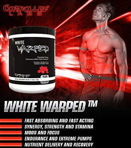 CONTROLLED LABS White Warped Pre-Workout Powder, 30 Servings for Increased Energy, Endurance, and Nitric Oxide Enhancement, Fast Absorbing for Workouts, Training, Sports and Bodybuilding