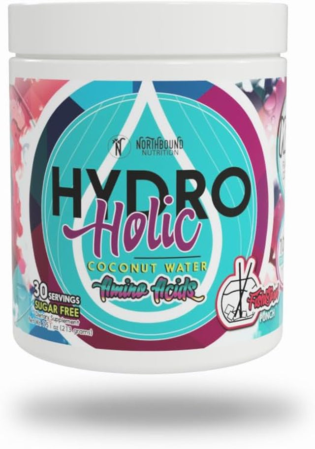 Hydroholic Amino Acids + Coconut Water - 30 Servings - Hydration and Bcaas Powder Drink Mix Supplement, Lemon Shakeup, Fishbowl Punch and Taffy Twist (Fishbowl Punch)