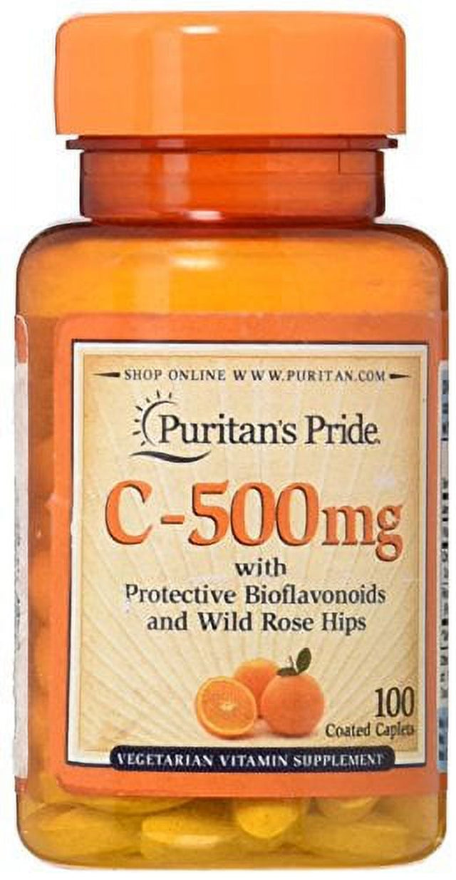 Puritan'S Pride Vitamin C-500 Mg with Bioflavonoids & Rose Hips Taplets, 100 Count