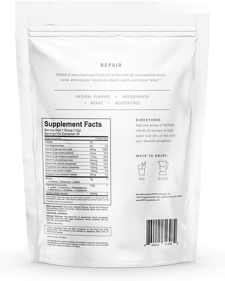 PRTCL Repair Blackberry Lemon Post Workout Recovery BCAA Powder - 30 Servings; 12G; 360G Pouch