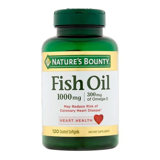 Natures Bounty Odorless Fish Oil 1000 Mg with 300 Mg of Omega 3 Supplement Softgels, 120 Ea