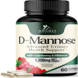 D-Mannose & Cranberry Extract 1350Mg Advanced Formula, Fast-Acting Natural Urinary Tract Health Support for Women & Men, Flush Impurities in Urinary Tract & Bladder, Non-Gmo, Vegan - 60 Capsules