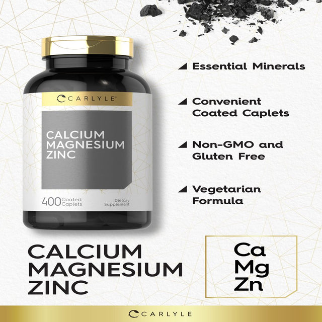 Calcium Magnesium Zinc | 400 Vegetarian Caplets | by Carlyle