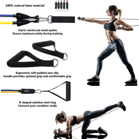 Heavy Resistance Bands Workout Band Set - Stackable Adjustable Weight Exercise Bands Fitness Equipment- Ultimate Muscle Builder Bundle for Home Workout Bands