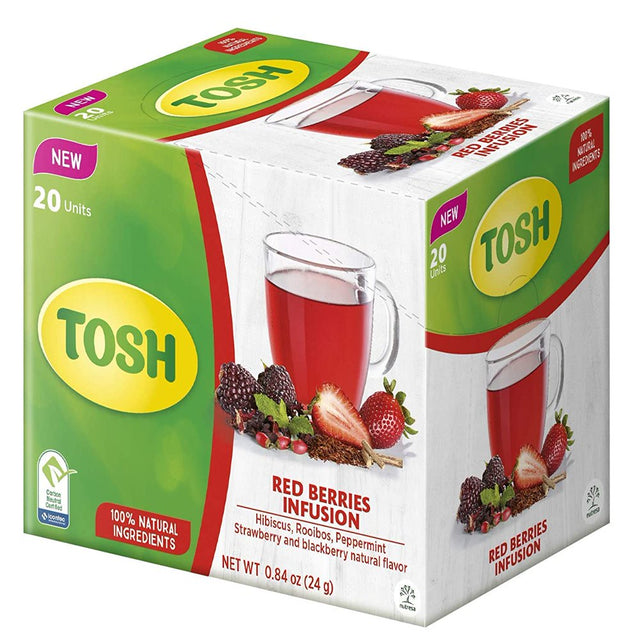 Tosh Herbal Tea Red Berries, 0.84 Oz, 20 Ct, Pack of 3