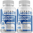 (2 Pack) Clear Neuro 10 - Nootropic Memory Booster Dietary Supplement for Focus, Memory, Clarity, & Energy - Advanced Cognitive Support Formula for Maximum Strength - 120 Capsules