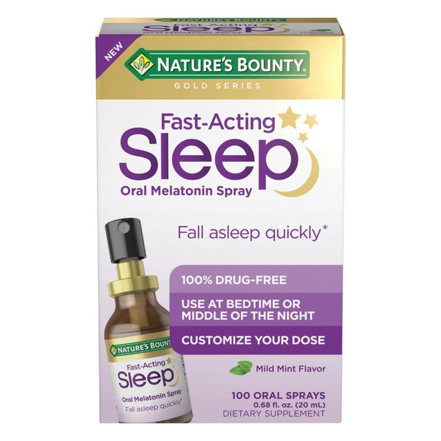 Nature’S Bounty Fast Acting Melatonin Sleep Aid Spray, Mild Mint, 100 Oral Sprays