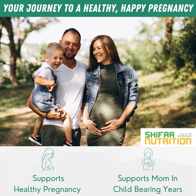 Halal Prenatal Vitamins with DHA and Folic Acid | 30 Servings: DHA 250Mg, Folic Acid 800Mg, EPA 90Mg, Lutein 500Mg, Borage Oil 125Mg, Iodine 50Mg, Calcium 400Mg | Halal Vitamins | SHIFAA NUTRITION