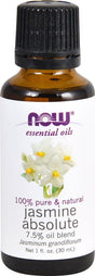 NOW Foods Essential Oils Jasmine Absolute 7.5% Oil Blend -- 1 Fl Oz