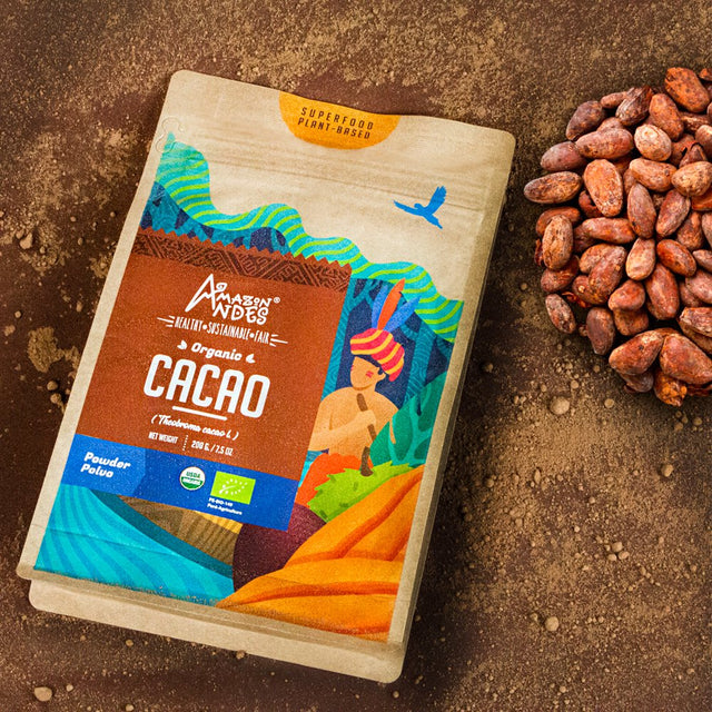 Cacao Powder (Theobroma Cacao L) - Rich Source of Proteins & Dietary Fibers - Use with Juices & Smoothies - Non GMO, Vegan & Gluten Free - 200Grams / 7 Ounces (20 Servings) - Made in Peru