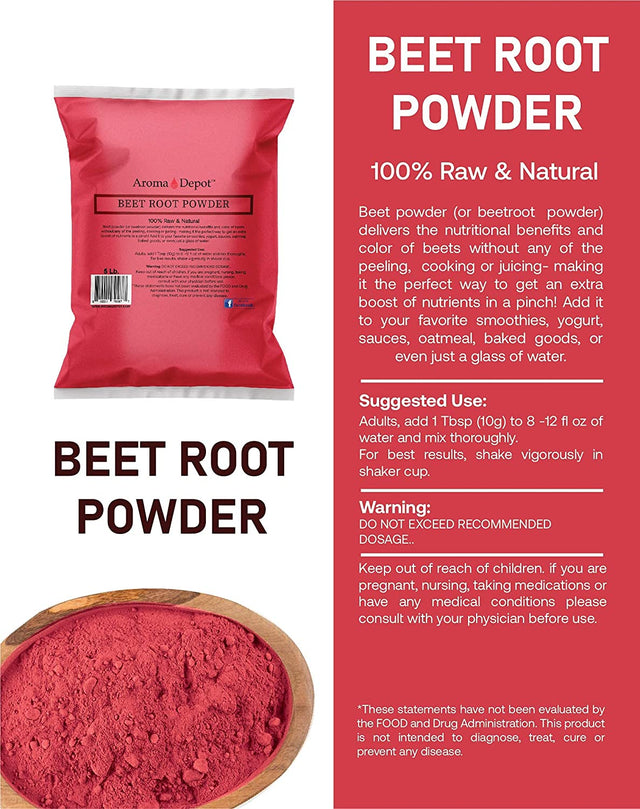 Beet Root Powder 2 Lb. by Aroma Depot Raw & Non-Gmo I Vegan & Gluten Free I Nitric Oxide Booster I Boost Stamina and Increases Energy I Immune System Booster I 100% Natural