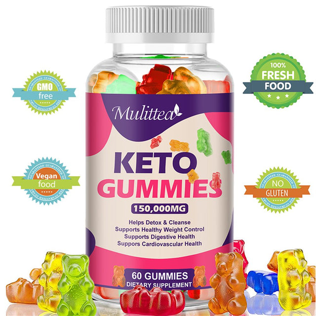 Mulittea Keto ACV Gummies 60 Count for Detox & Cleanse - Weight Loss & Immune Support - 150,000Mg per Serving