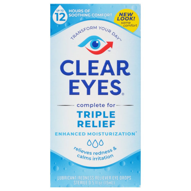 Clear Eyes Triple Relief Lubricant Eye Drops, 0.5 Fl Oz