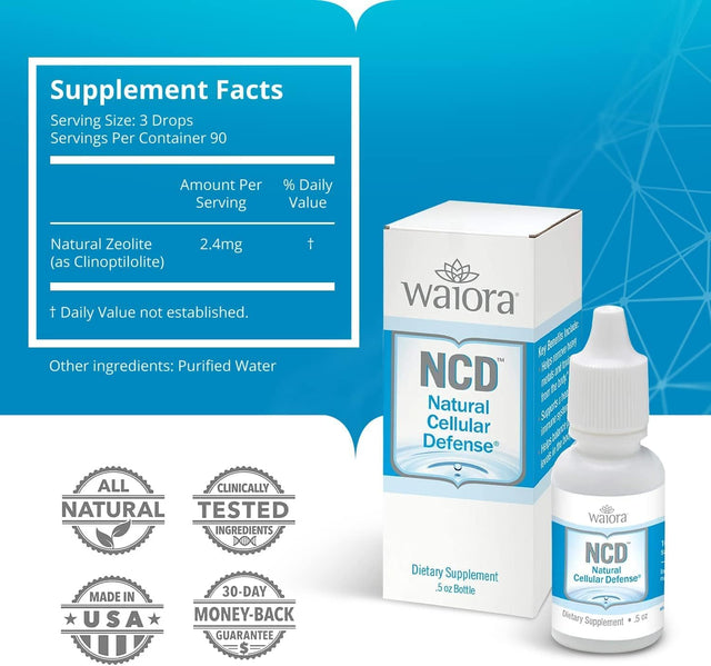 NCD Activated Liquid Zeolite Drops, Zeolite Liquid Drops/Mixed in Food/Drinks, Natural Body Cleanse & Promotes Immune Support, All Natural Ph Balance Zeolite Liquid Drops - 1 Bottle - 0.5 Oz