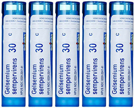 Boiron Gelsemium Sempervirens 30C (Pack of 5), Homeopathic Medicine for Stage Fright, Apprehension and Fever