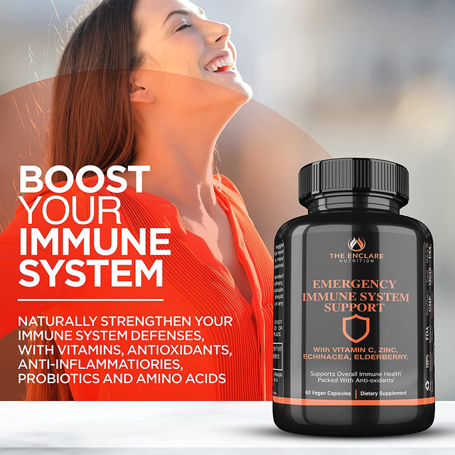 THE ENCLARE NUTRITION Immune Support Supplements: 10-In-1 Mushroom Complex, 10-In-1 Emergency Immunity Booster and Colon Cleanse Detox