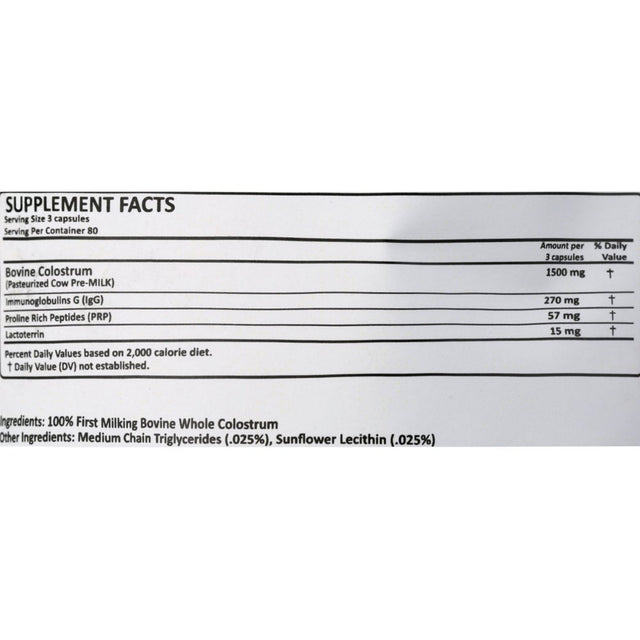 Bodyboost Colostrum Capsule Supplement (240Ct - 500Mg) for Gut Health, Immune Boost