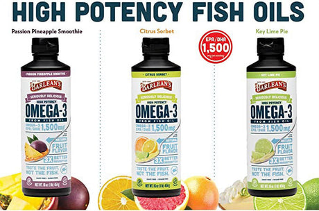 Barlean'S Seriously Delicious Passion Pineapple Smoothie High Potency Omega-3 Fish Oil - All-Natural Fruit Flavor, Non-Gmo, Gluten Free (16 Oz)