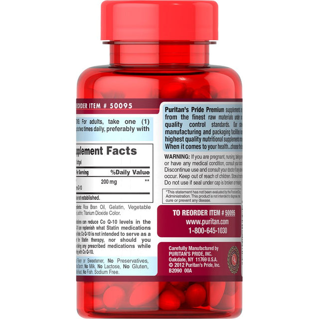 Puritans Pride QSORB Coq10 200 Mg Supplement for Heart Health Support** Important for Statin Medication Users 240 Rapid Release Softgels