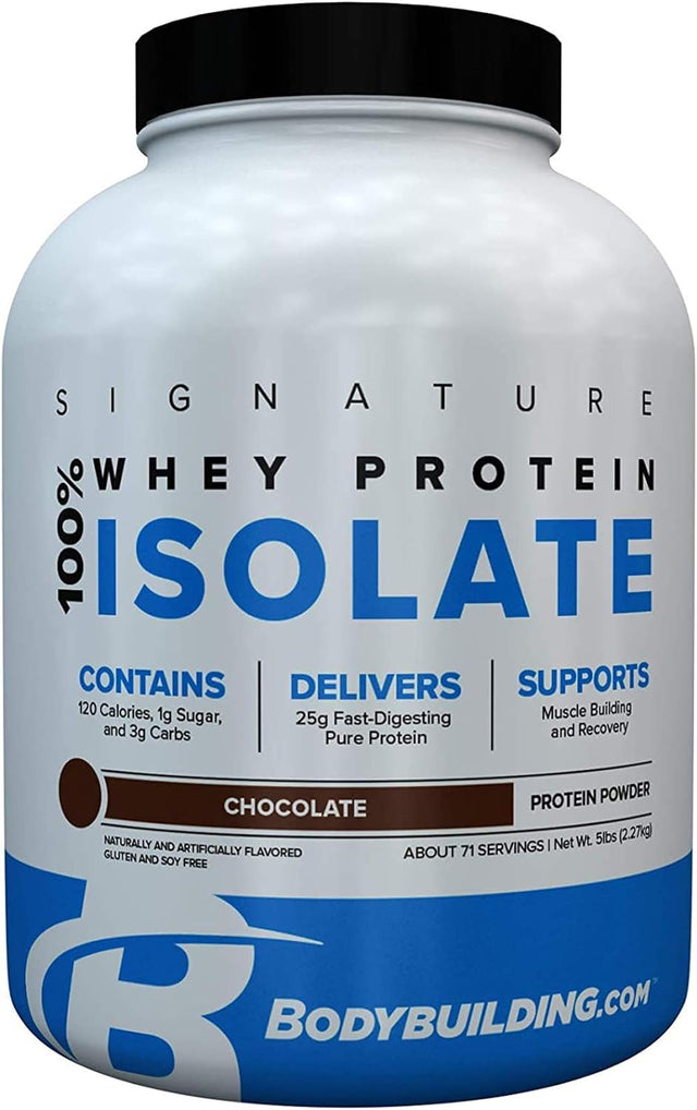 Bodybuilding.Com Signature Signature 100% Whey Isolate | Hydrolyzed Whey Protein Isolate | Aid Recovery and Build Muscle | 5 Lbs. Chocolate