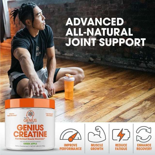 Creatine Lean Muscle Gain Powder Supplement - Post Workout Recovery Support with Beta Alanine, Green Apple, Genius Creatine by the Genius Brand