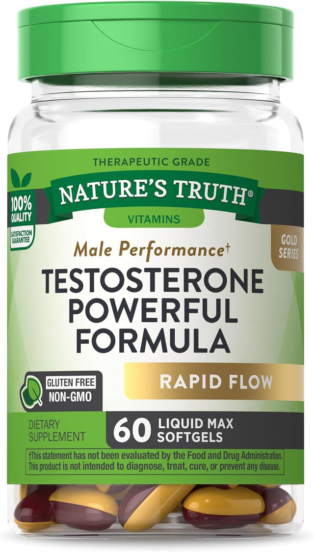 Nature'S Truth Testosterone Supplement for Men | 60 Softgels | Non-Gmo and Gluten Free Formula