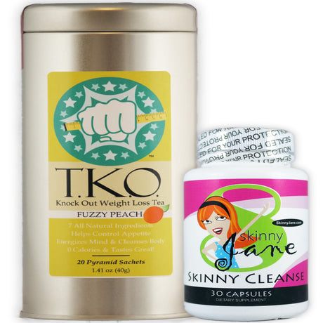 Skinny Jane | Quick Cleanse Kit | All Natural Delicious Detox Tea | Skinny Cleanse Supplement and Appetite Control Suppressant | Lose Weight, Slim down Fast, Increase Energy | Peach