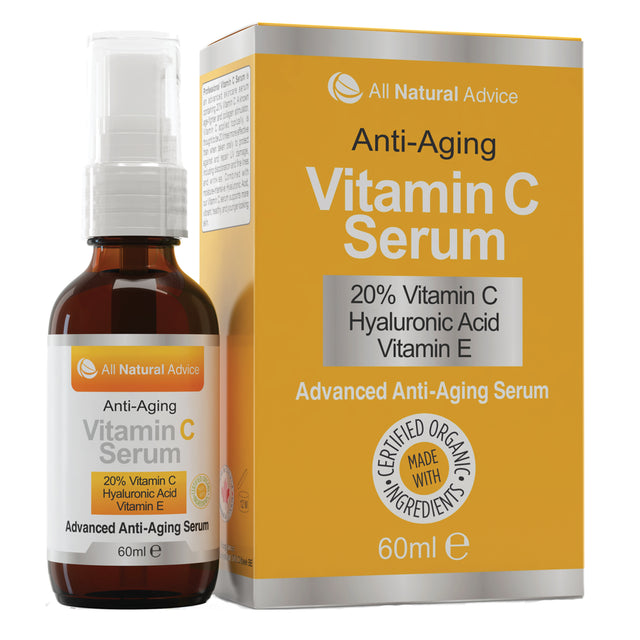 All Natural Advice Vitamin C Serum for Face with Hyaluronic Acid & Vitamin E – Facial Serum - Organic Face Care -Proud Canadian Company (60Ml / 2Oz)