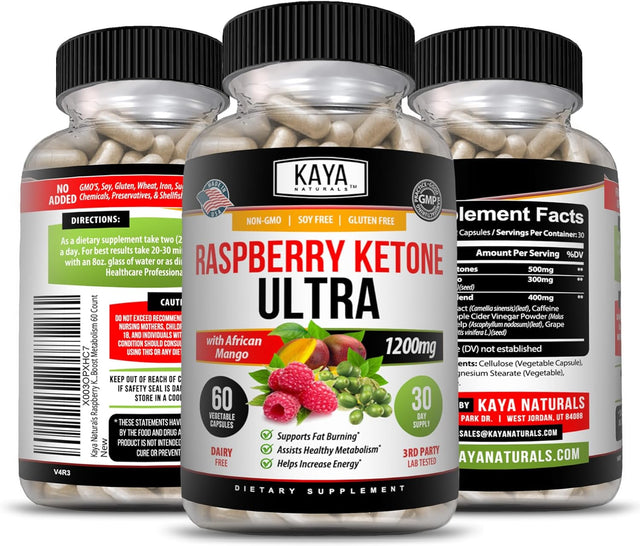 Kaya Naturals Keto Diet Raspberry Ketone - Weight Loss Supplement, Appetite Control, Boost Metabolism - 60 Count