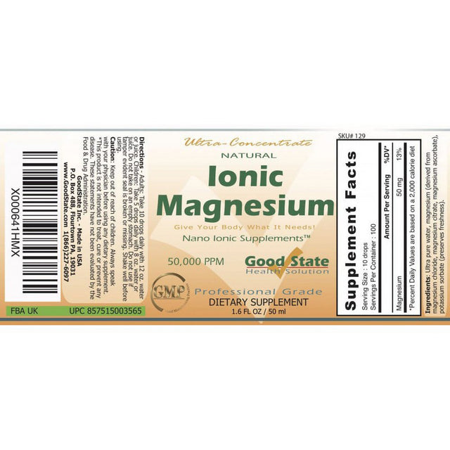 Good State Liquid Ionic Minerals - Magnesium Ultra Concentrate - (10 Drops Equals 50 Mg, 100 Servings per Bottle)