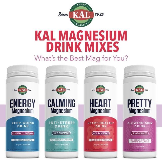 KAL Pretty Magnesium Glowing-Skin Drink | 325Mg Mag Citrate + Marine Collagen | Cellular & Skin Health, 10.7Oz, 70 Serv.