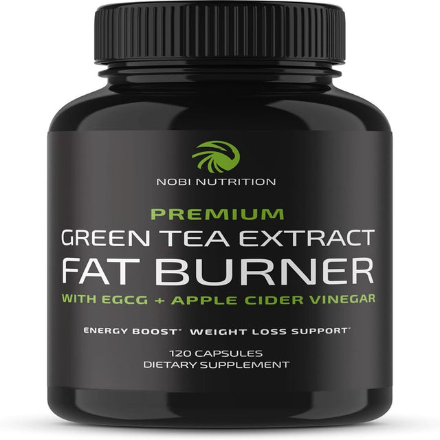 Nobi Nutrition Green Tea Weight Loss Pills | Belly Fat Burner, Metabolism Booster, & Appetite Suppressant for Women & Men | Vegan, Gluten-Free Supplement | 120 Capsules