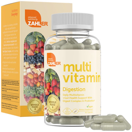 Multivitamin Digestion, Daily Multi + Gut Health Support with Digest Complex & Probiotics, 60 Capsules, Zahler