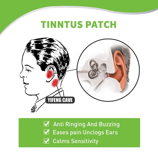 Jaysuing 12Pcs Tinnitus Patches Herbal Formula Skin Friendly Fit Acupoints Relieve Tinnitus Improve Buzzing