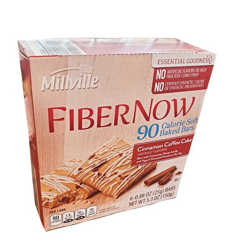 Fiber Now 90 Cal Soft Baked Naturally-Flavored Cinnamon Coffee Cake Fiber Bars - 2 Pk (12 Bars)