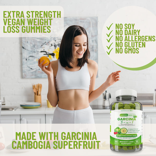 Natural Genius Garcinia Cambogia Gummies, Appetite Suppressant with Green Coffee, Raspberry Ketones for Weight Loss 90 Ct