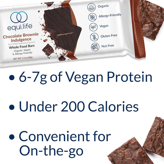 Equilife - Whole Food Bars, Paleo & Vegan Protein Bars, Organic Nutrition Bars, 6G of Protein, under 200 Calories, Rich Cocoa Flavor, Travel-Size, Gluten-Free, Soy-Free (Chocolate Brownie, 9 Count)