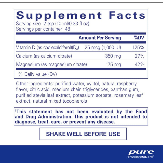 Pure Encapsulations Cal/Mag/D Liquid | Calcium, Magnesium and Vitamin D in a Convenient Liquid Form | 16.2 Fl. Oz.