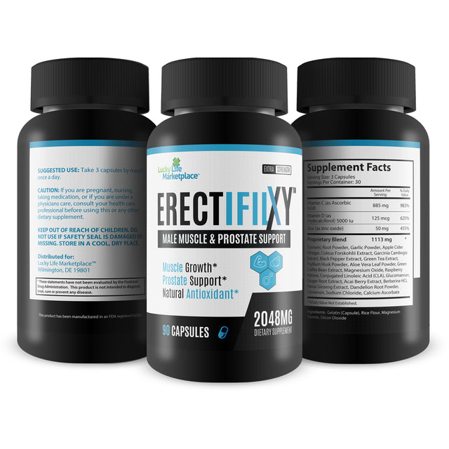 Erectifil XY Male Muscle & Prostate Support - Muscle Growth - Prostate Support - Natural Antioxidant - Help Support Improved Muscle Growth & Recovery with Natural Vitamins & Herbs - Prostate Health