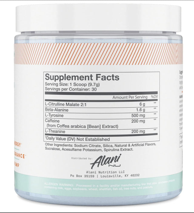 Alani Nu Pre Workout Powder | Amino Energy Boost | Endurance Supplement | Sugar Free | 200Mg Caffeine | L-Theanine, Beta-Alanine, Citrulline | 30 Servings (Breezeberry)