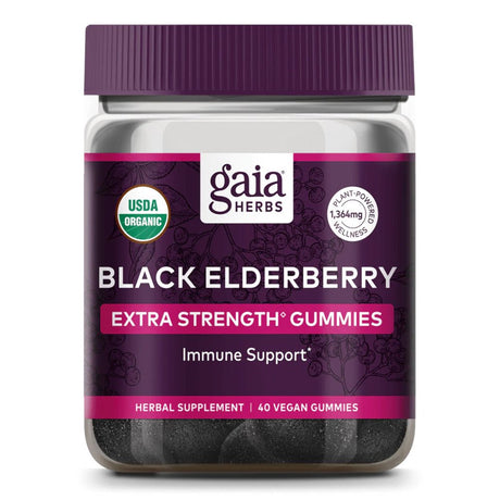 Gaia Herbs Black Elderberry Extra Strength Gummies - 40 Gummies (Up to 20-Day Supply)