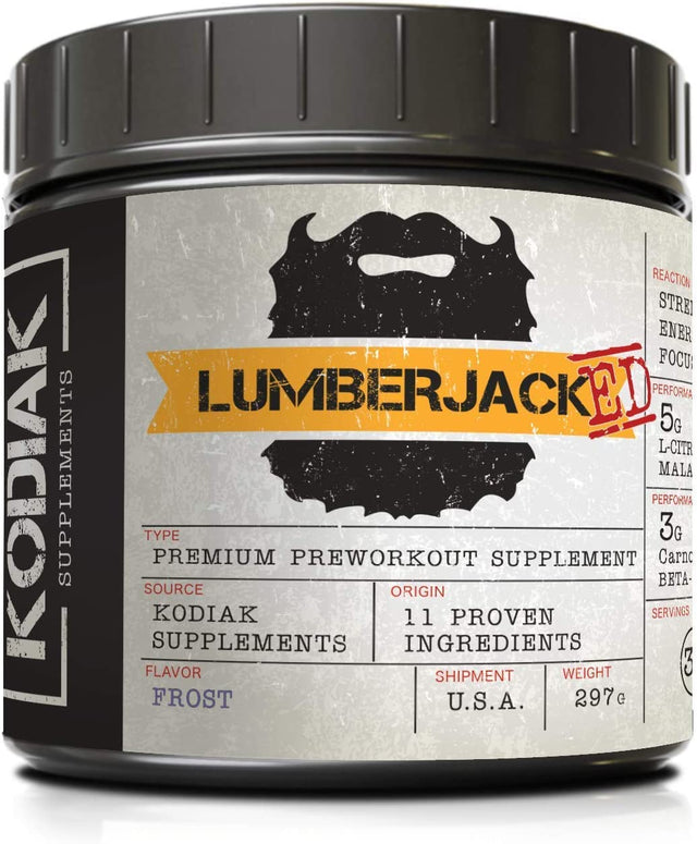 LUMBERJACKED Pre-Workout Supplement with Carnosyn by Kodiak Supplements - 30 Servings - Better Pumps, Strength, Energy, and Focus - No Crash (Frost)