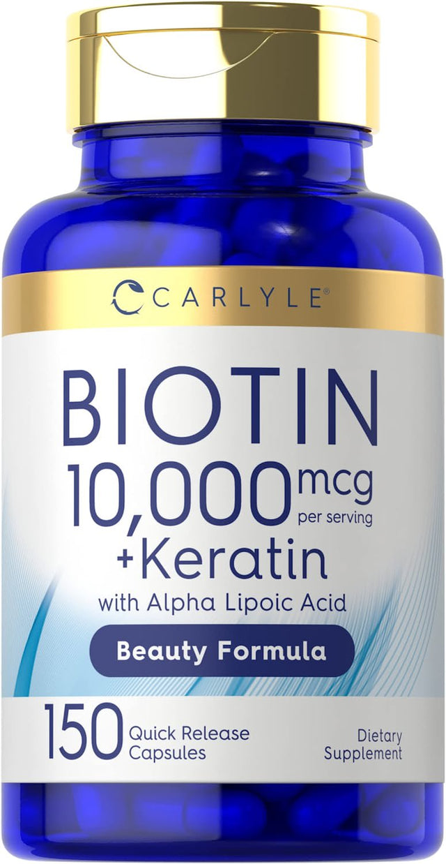 Biotin 10,000Mcg | 150 Capsules | Beauty Formula with Keratin | by Carlyle