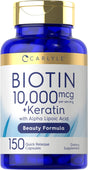 Biotin 10,000Mcg | 150 Capsules | Beauty Formula with Keratin | by Carlyle