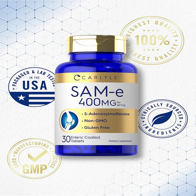 Sam-E 400Mg | 30 Tablets | S-Adenosylmethionine Pills | by Carlyle