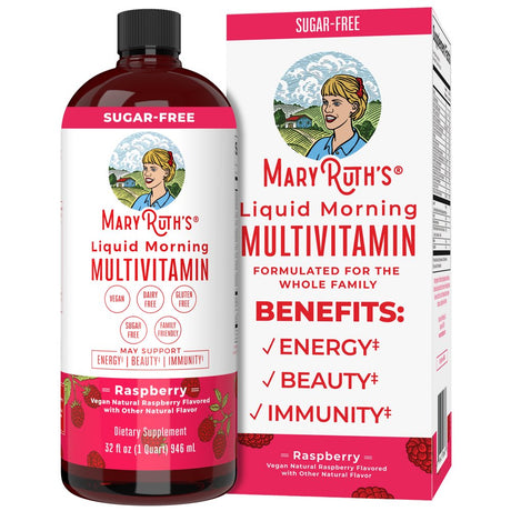 Multivitamin Multimineral for Women & Men by Maryruth'S | No Added Sugar | Vegan Liquid Vitamins for Adults & Kids | Immune Support, Bone Health, Energy Drink | Raspberry Flavor | 32 Fl Oz