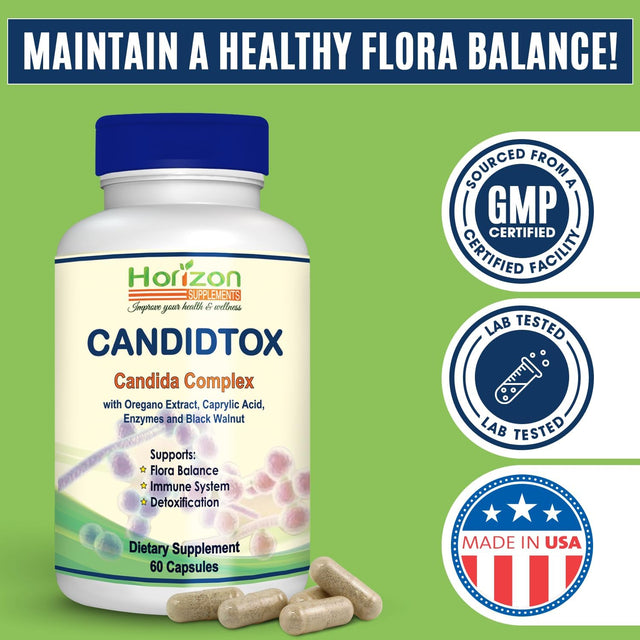 Candida Cleanse Support and Detox with Natural Herbs, Probiotics and Oregano Oil. Extra Strength Candida Supplements for Men and Women.