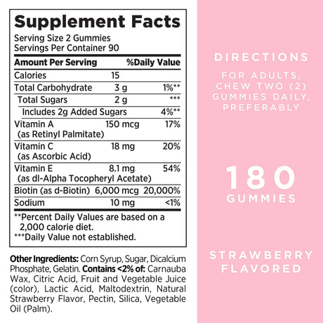 Nature’S Bounty Advanced Hair, Skin and Nails Vitamin Gummies with Biotin, 180Ct